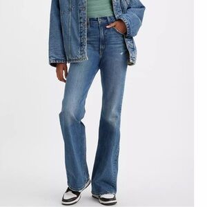 Levi's Premium 70s High Rise Flare‎ Medium Blue Wash Size 30 Minimalist Casual